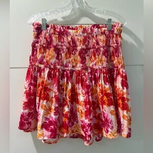 ENTRO Floral Pattern Skirt/Pink and Orange/Size Medium